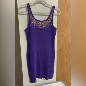 Jessica Purple Mini Dress with Gold Accents